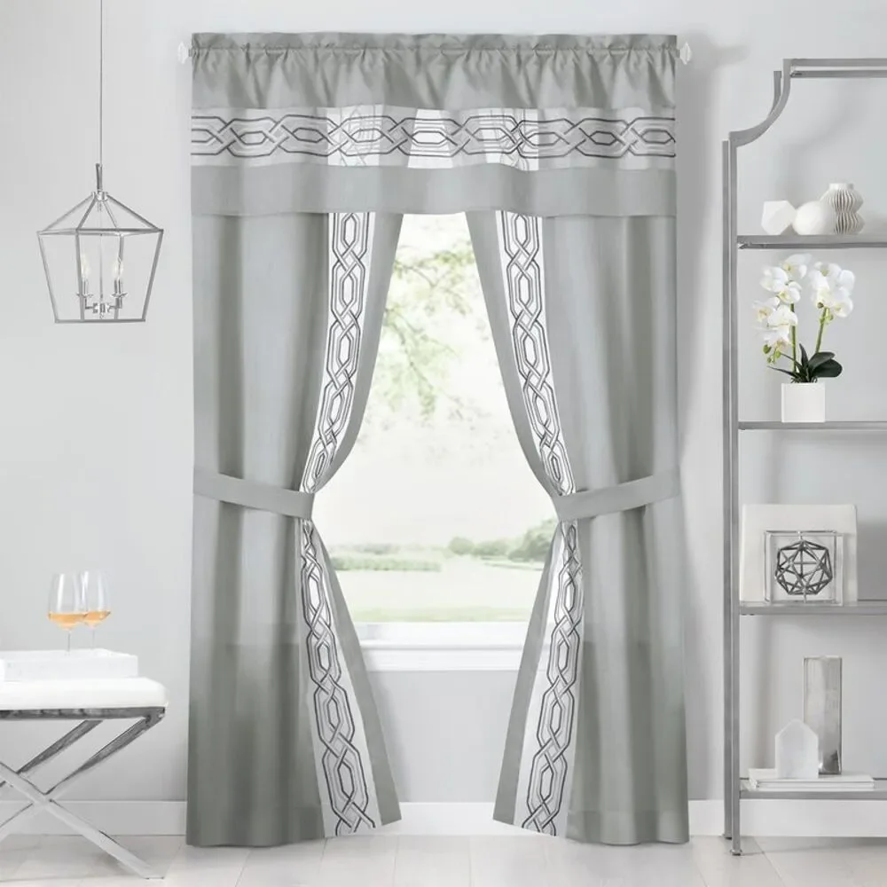 PowerSellerUSA Crisp & Clean Minimalist Two-Tone Window Curtain Set with
